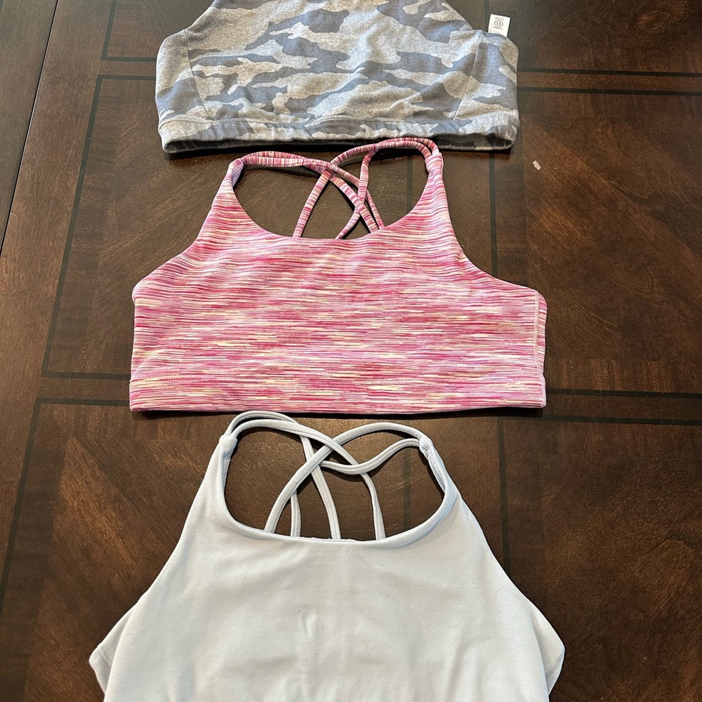 Set of Three Athleta Girl Strappy Sports Bras